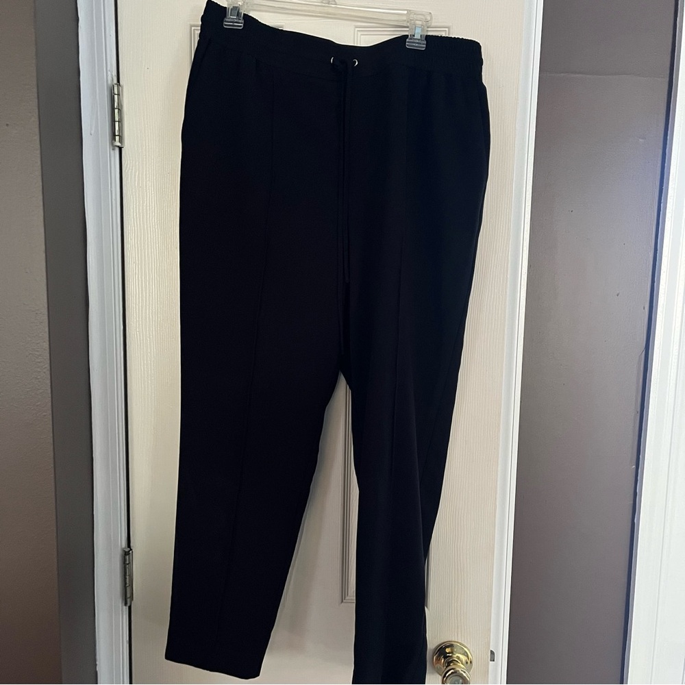 Women’s Nine West Black Slim Straight Elastic Waist Pants Size 16
